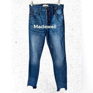 Madewell 10” high rise skinny jeans women’s blue jeans distressed hems